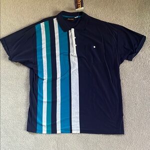Vintage Spalding Men’s Blue/White Striped Polo Shirt NWT